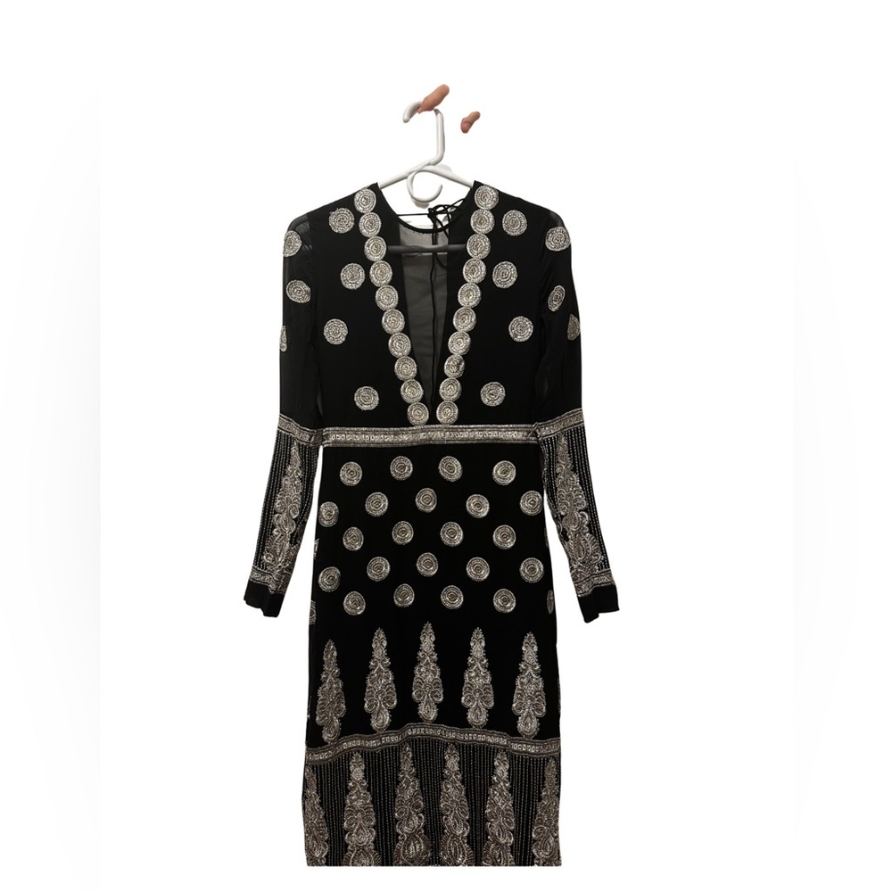 Vintage Elegant Black and Silver Embellished Dress